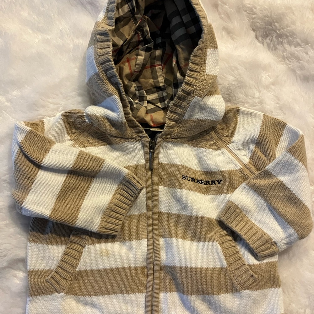 Burberry Kids Tan and Cream Checkered Hoodie